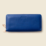 Large Zipper Wallet with Detachable Key Ring - Cobalt Blue