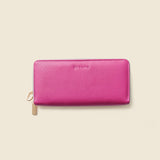 Large Zipper Wallet with Detachable Key Ring - Pink
