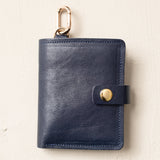 Leather Bifold Wallet with Snap & Key Ring - Marine Blue