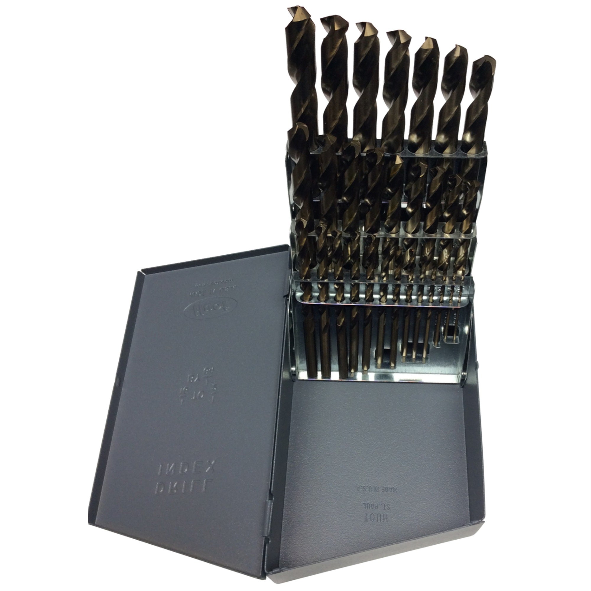 1/16''-1/2''X64Ths 29 Piece Cobalt Jobber Length Drill Bit Set, Qualtech, Dwd29J-Co-Set