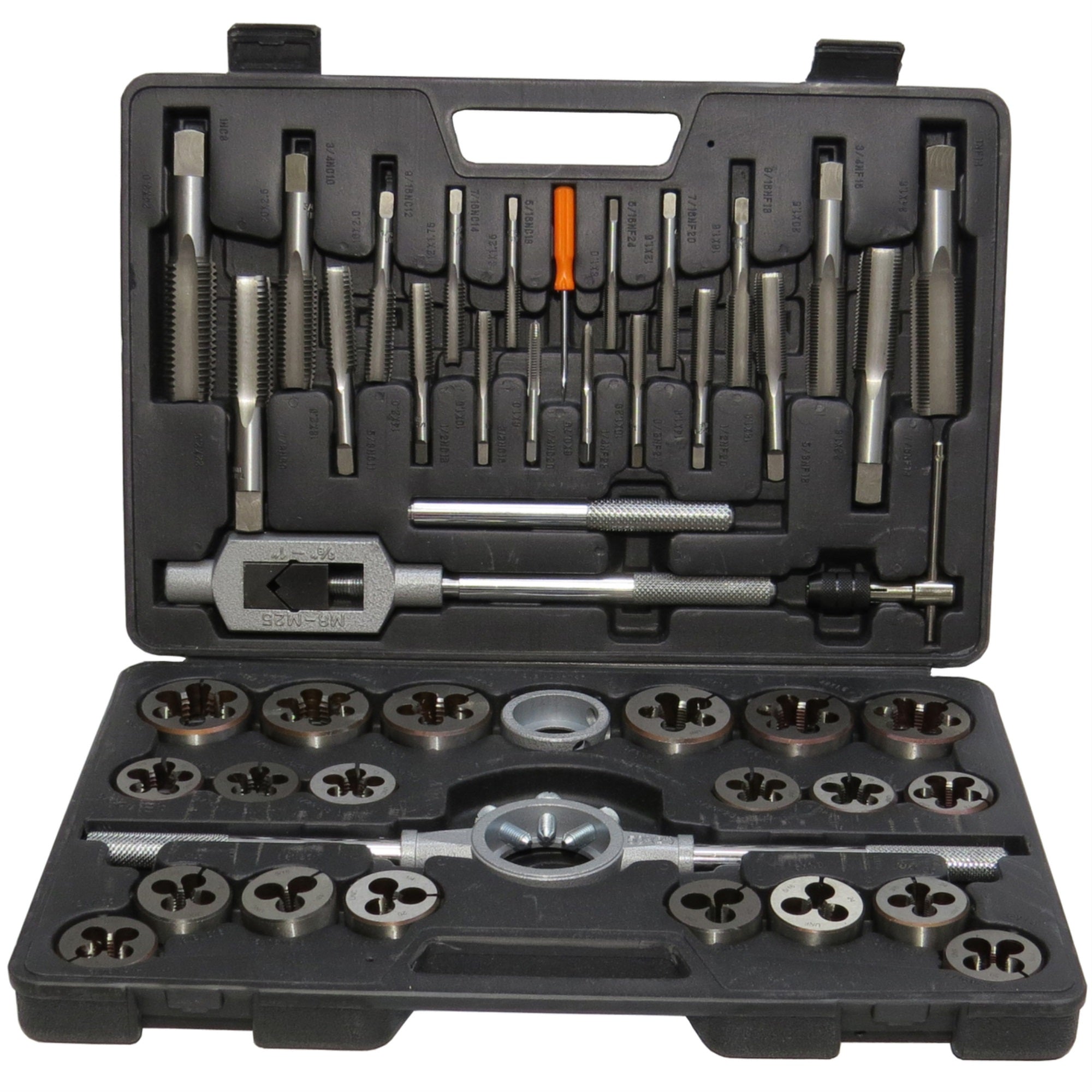 1/4-1'' Carbon Steel Nc And Nf Tap And Die Set, Dwt45Pc-Set