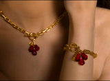 Pomegranate Seeds Bracelet in Gold & Red