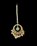 DNS194A Navratan jadau necklace set with tika ( READY TO SHIP )