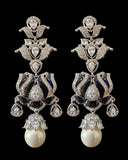 DER810 Lotus Cz earrings -Blue ( READY TO SHIP )