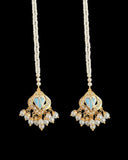 DNS191 punjabi Jadau necklace set - mint blue&pearl(READY TO SHIP)