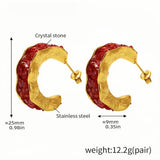 Elegant Gold-Tone Crystal Stone Hoop Earrings