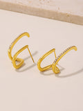 Elegant Gold-Plated Stainless Steel Earrings with Czech Diamonds Modern Loop Design
