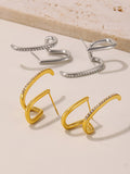 Elegant Gold-Plated Stainless Steel Earrings with Czech Diamonds Modern Loop Design