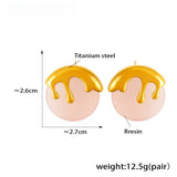 Bold Pink & Gold Drip Statement Earrings Resin & Titanium Steel, 2.7cm