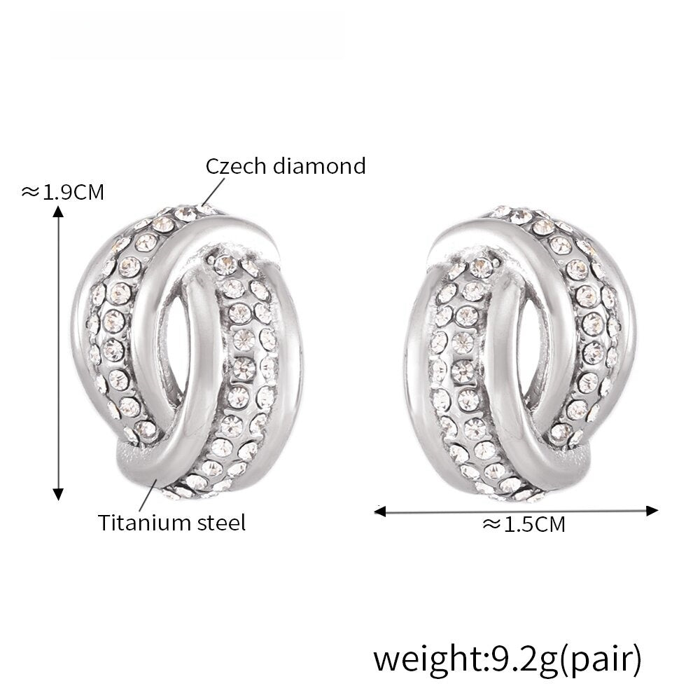 Red Crystal & Silver-Tone Half Hoop Earrings Bold Textured Design