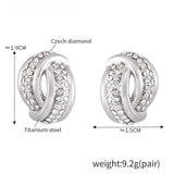 Red Crystal & Silver-Tone Half Hoop Earrings Bold Textured Design