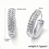 Elegant Zircon-Studded Stainless Steel Hoop Earrings (Pair)