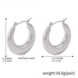 Elegant Textured Stainless Steel Hoop Earrings 1.14'' Drop, 18g Pair Hypoallergenic & Durable