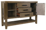 Sunset Trading Saunders Sideboard Buffet Server Tv Home Entertainment Center | Storage Cabinet Drawers Open Shelf Usb Power Stri