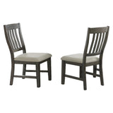 Sunset Trading Trestle Slat Back Upholstered Dining Side Chair | Set Of 2 | Distressed Gray Wood