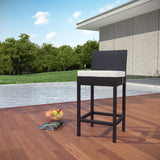 Convene Outdoor Patio Fabric Bar Stool - Espresso White
