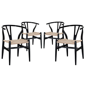 Amish Dining Armchair Set Of 4 - Black