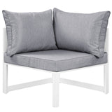 Fortuna Corner Outdoor Patio Armchair - White Gray