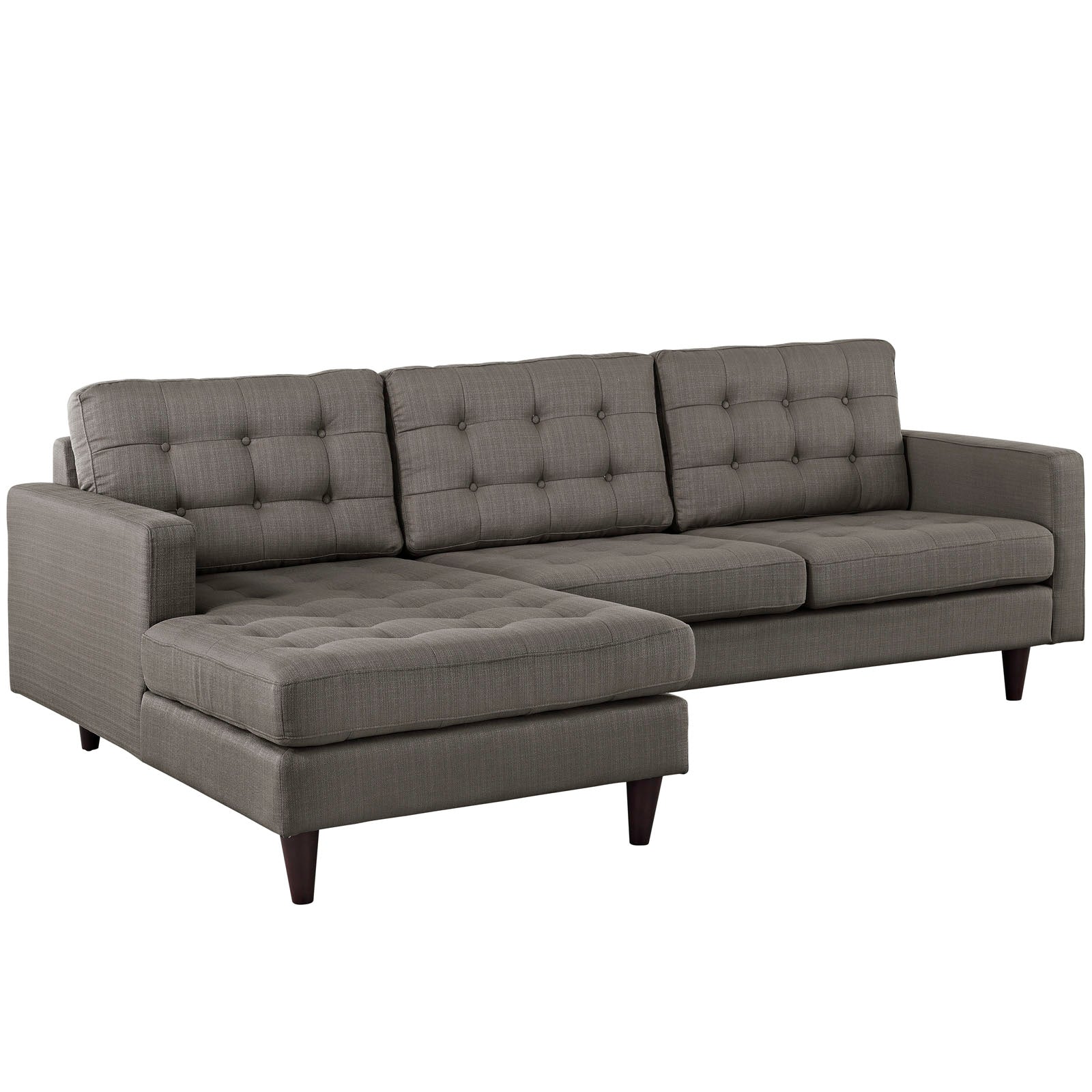 Empress Left-Facing Upholstered Fabric Sectional Sofa - Granite