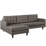 Empress Left-Facing Upholstered Fabric Sectional Sofa - Granite