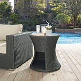 Sojourn Round Outdoor Patio Side Table - Chocolate