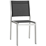 Shore Outdoor Patio Aluminum Side Chair - Silver Black
