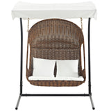 Vantage Outdoor Patio Swing Chair With Stand - Brown White