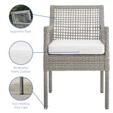 Aura Outdoor Patio Wicker Rattan Dining Armchair - Gray White