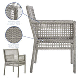 Aura Outdoor Patio Wicker Rattan Dining Armchair - Gray White