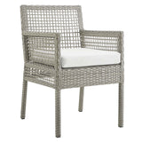 Aura Outdoor Patio Wicker Rattan Dining Armchair - Gray White