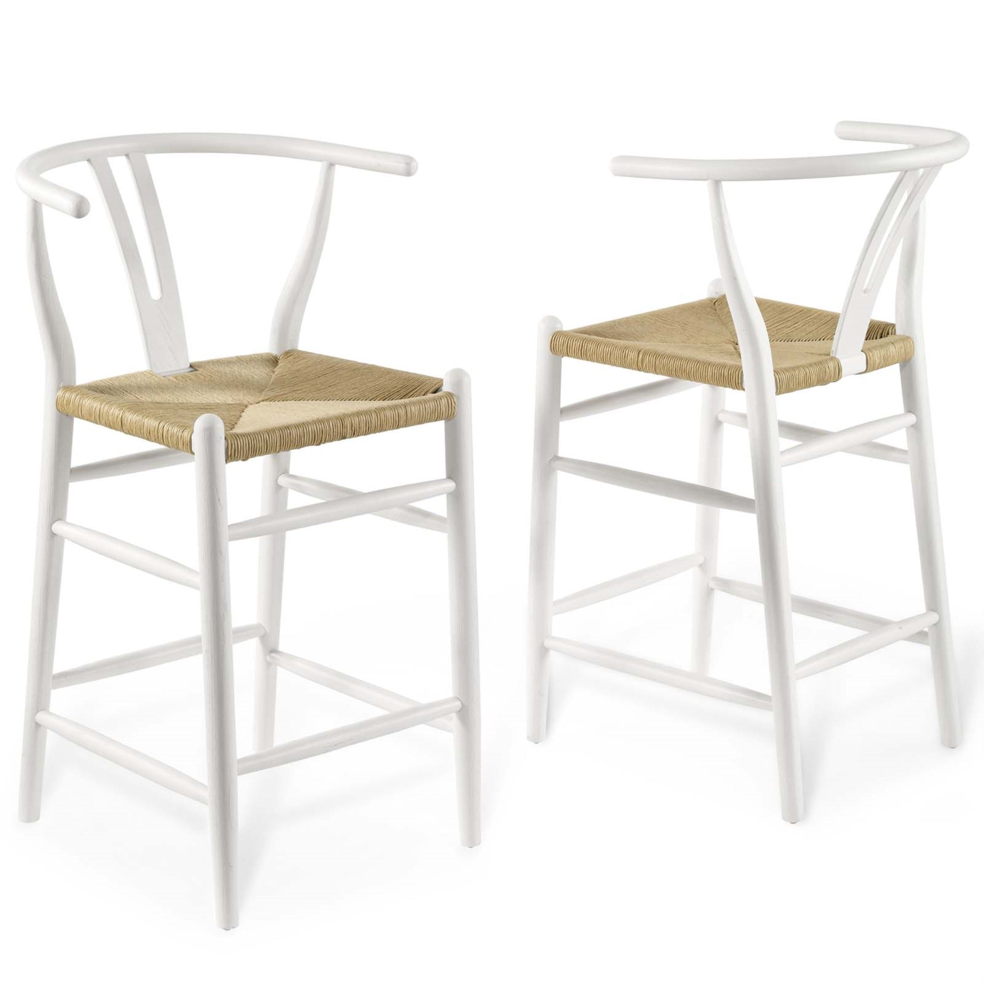 Amish Wood Counter Stool Set Of 2 White