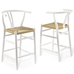 Amish Wood Counter Stool Set Of 2 White