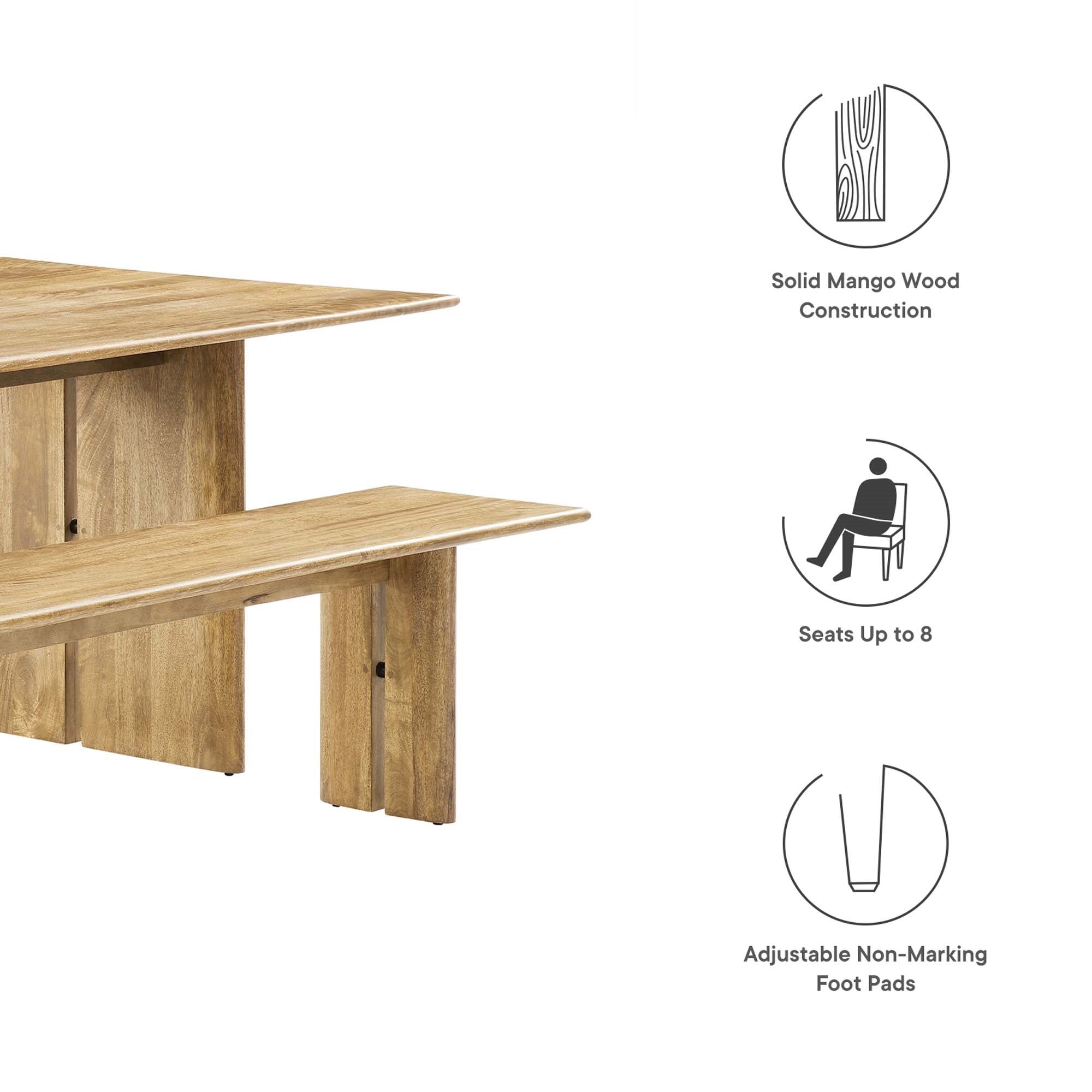 Amistad 86'' Wood Dining Table And Bench Set