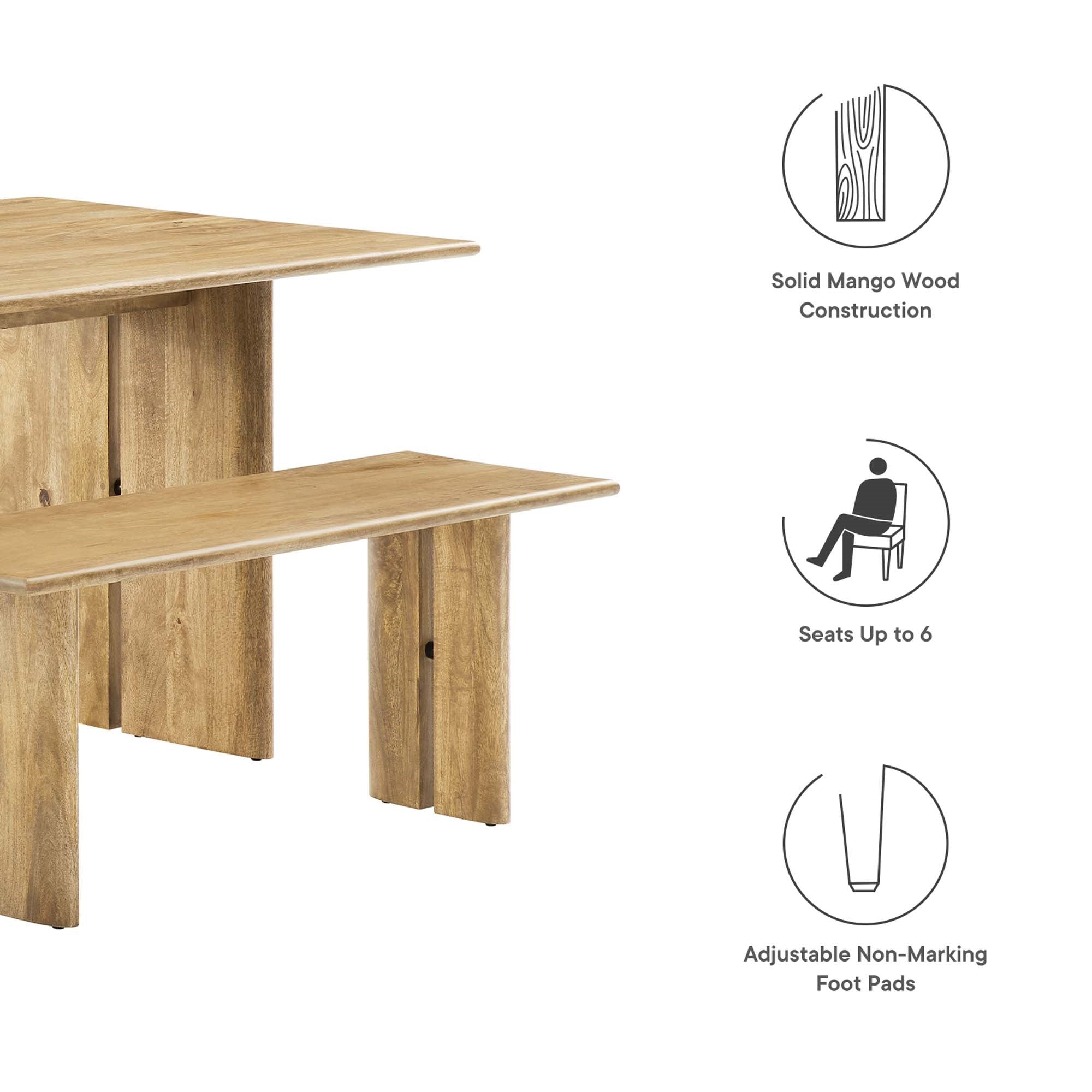 Amistad 60'' Wood Dining Table And Bench Set