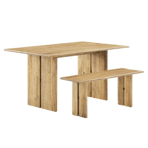 Amistad 60'' Wood Dining Table And Bench Set