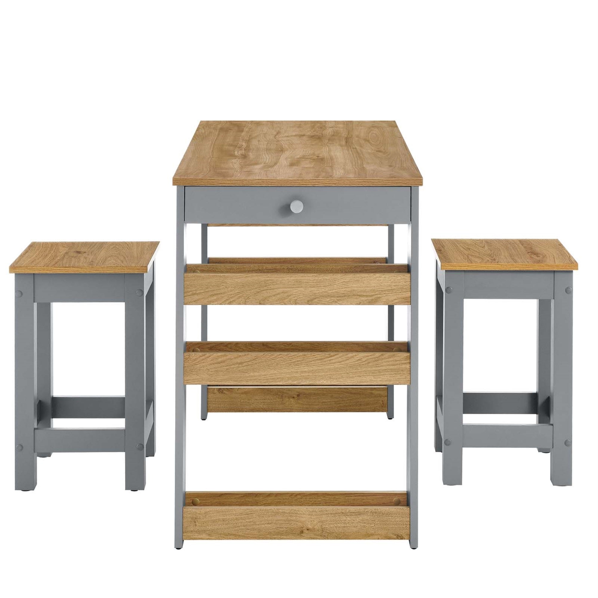 Galley 3-Piece Kitchen Island And Stool Set