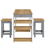 Galley 3-Piece Kitchen Island And Stool Set