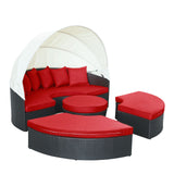 Quest Canopy Outdoor Patio Daybed - Espresso Red