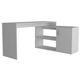 Tuhome Axis Desk, Countertop Desk, Two Internal Shelves, One Door Cabinet, Two Open Shelves, White, For Office