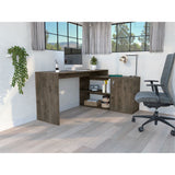 Tuhome Axis Desk, Countertop Desk, Two Internal Shelves, One Door Cabinet, Two Open Shelves, Dark Brown, For Livingroom