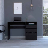Tuhome Dublin Three Drawer Computer Desk, , One Shelf, Countertop Desk, Three Drawers, Black, For Office