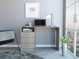 Tuhome Andalucia 3 Drawer Computer Desk, One Shelf, Three Drawers, Countertop Table, Light Grey, For Office