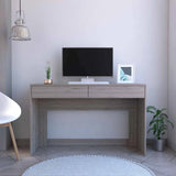 Tuhome Acre Computer Desk, Two Drawers, Countertop Desk, Light Grey, For Office