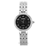 Citizen L Classic Stainless Steel Black Dial Eco-Drive Em0990-81E WomenS Watch