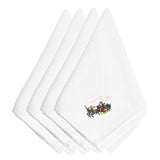 Caroline'S Treasures Embt2078Npke Christmas Santa Claus And Seigh Embroidered Napkins (Set Of 4), 20, Multicolor