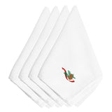 Caroline'S Treasures Embt2107Npke Christmas Single Pine Cone With Red Ribbon Embroidered Napkins (Set Of 4), 20, Multicolo