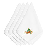 Caroline'S Treasures Embt2409Npke Christmas Bells Red, Green And Gold Embroidered Napkins (Set Of 4), 20, Multicolor