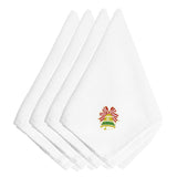 Caroline'S Treasures Embt2410Npke Christmas Green And Gold Bell Embroidered Napkins (Set Of 4), 20, Multicolor
