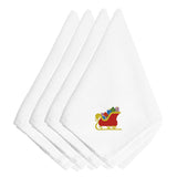 Caroline'S Treasures Embt2425Npke Christmas Santa'S Sleigh Embroidered Napkins (Set Of 4), 20, Multicolor