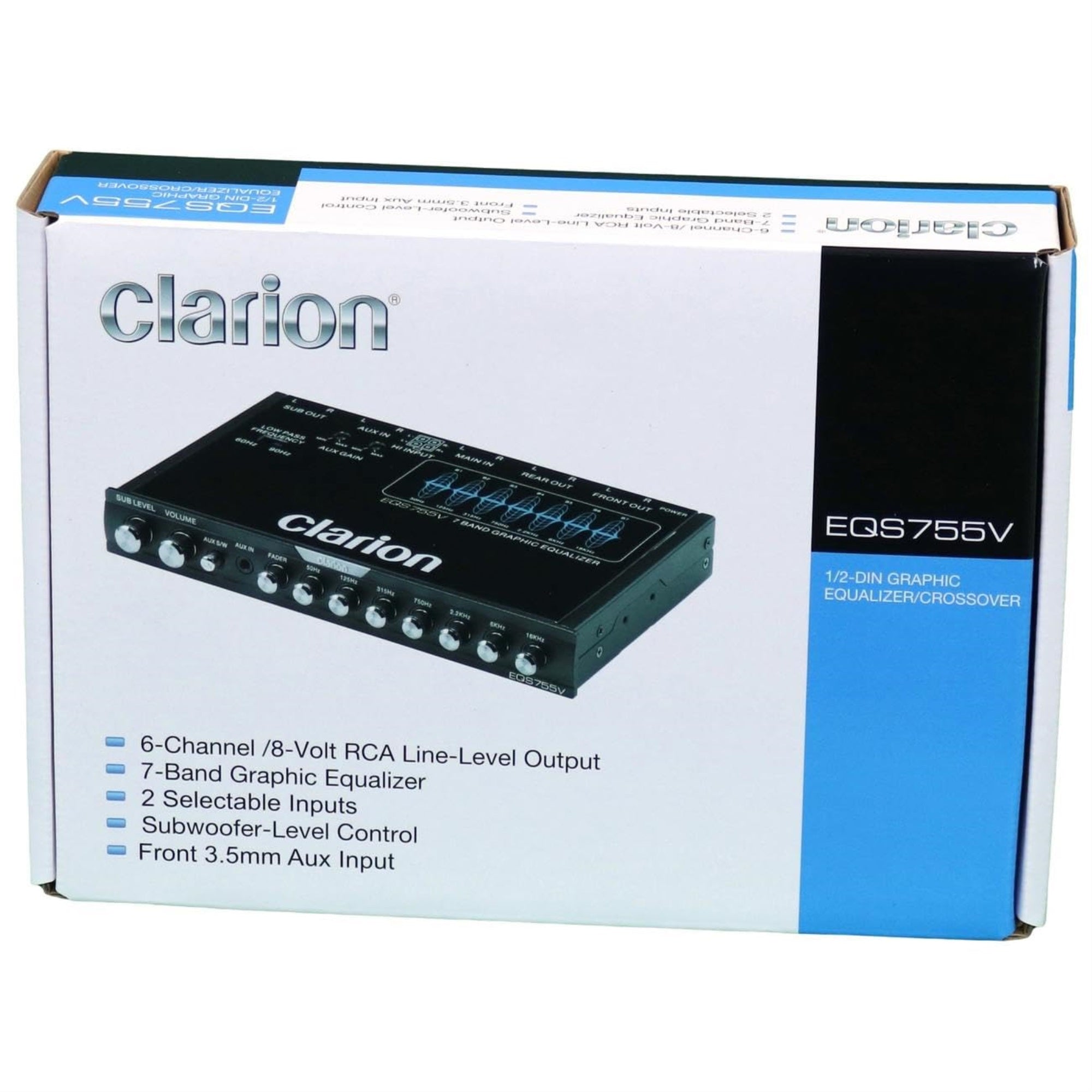 1/2-Din Sized Mobile Audio Graphic Eq/Crossover With 3.5Mm Front Aux Input, High Level Speaker Input Extended Frequency Response
